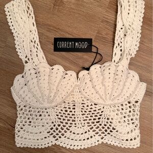 Current Mood White Crochet Top